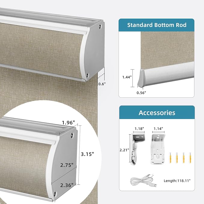 SmartWings 70% Light Filtering Motorized Roller Shades Work - Image 5