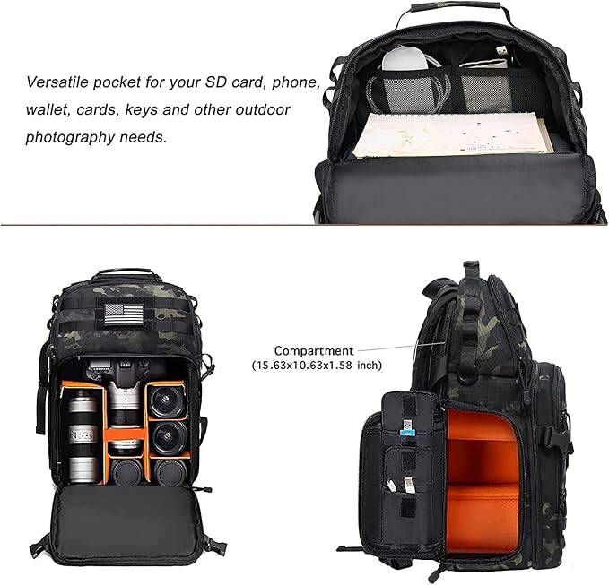 MOSISO Camera Backpack, DSLR/SLR/Mirrorless Photography Tactical Camera Bag Case - Image 2
