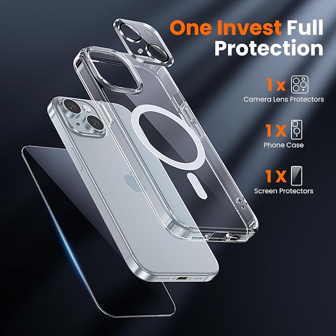 toushion 3 in 1 for iPhone 15 Plus Case Clear - Image 2