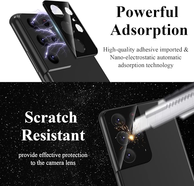 4 Pack Camera Lens Protector for Galaxy S21 Ultra, 9H Tempered Glass Camera - Image 5