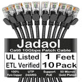 Jadaol Cat6 1ft 10 Pack Patch Cable, 10Gbps High-Speed Ethernet, Support Cat8/7 by Jadaol
