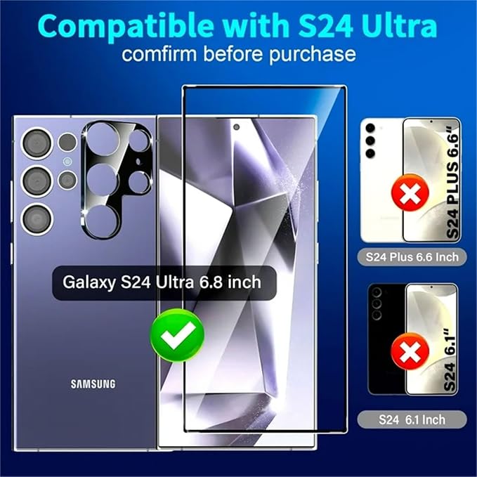 XDesign [2+2 Pack Galaxy S24 Ultra Screen Protector, 9H Tempered Glass Scratch - Image 2