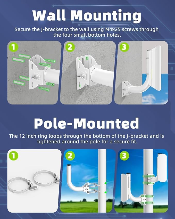 Universal Wireless Bridge Bracket Mount, 180° Adjustable Pole and Wall-Mounted - Image 3