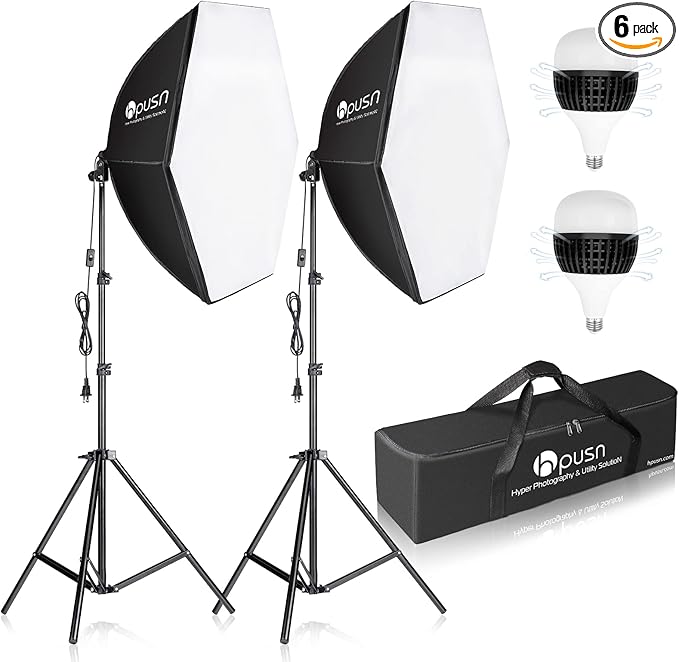 HPUSN Softbox Photography Lighting Kit, Photo Studio Light by HPUSN