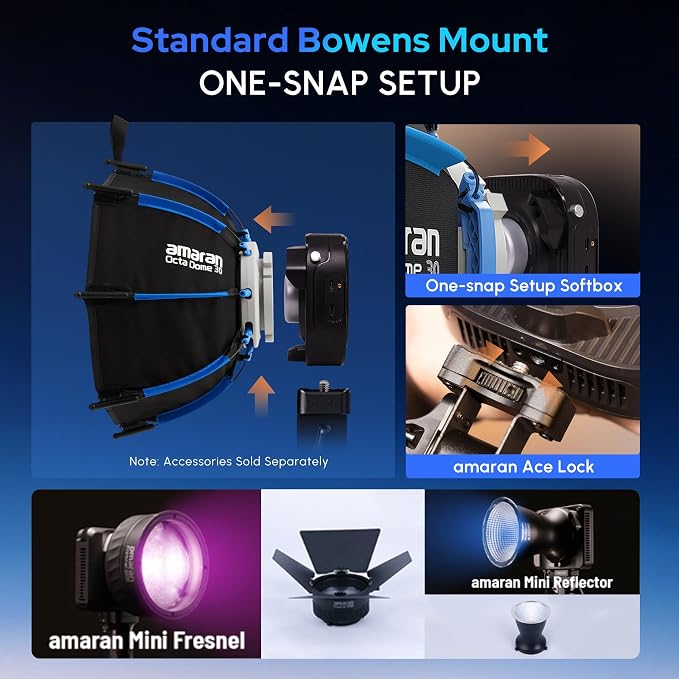Amaran Halo 100X COB Led Video Light 100W Bi-Color 2700k-6500k, 890 lux @ 1m - Image 6