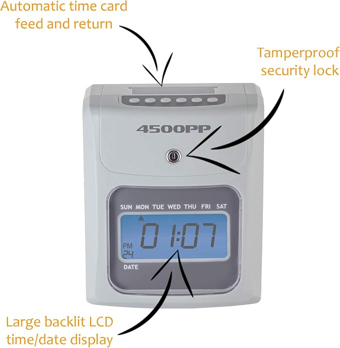 Nile Products - 4500PP Electronic Calculating Time Clock, Employees in/Out Time - Image 4