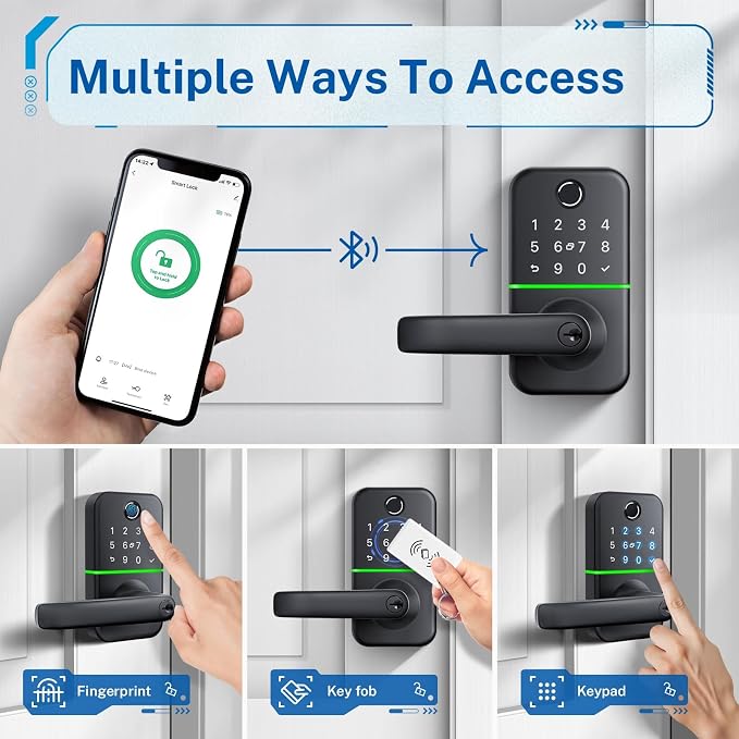 Keypad Smart Door Lock with Handle: Kucacci Keyless Entry Fingerprint Lock - Image 2