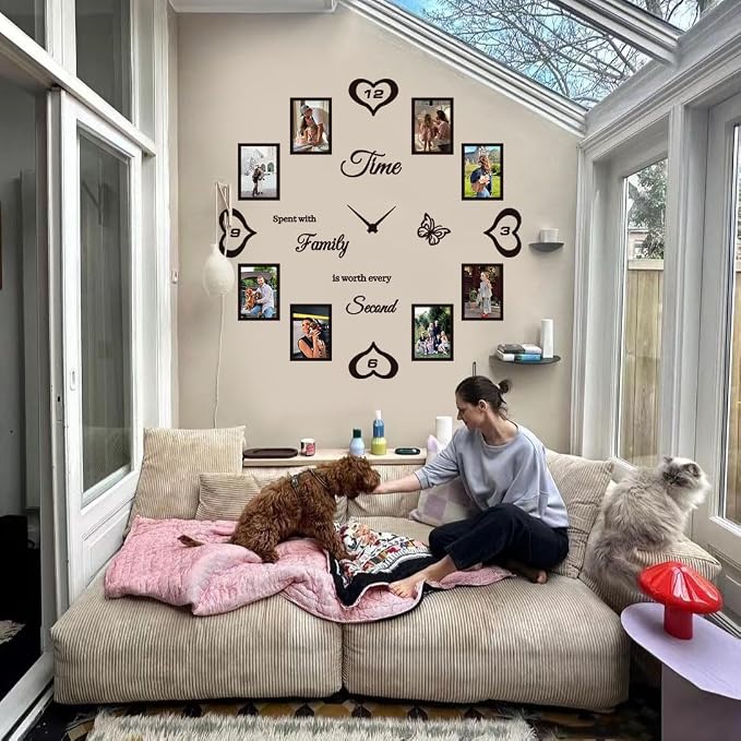 Datesno DIY Family Photo Frame Wall Clock Decal - Image 3