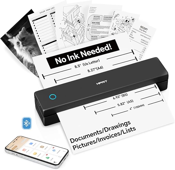 HPRT Portable Thermal Printer-Inkless Printer, Supports Thermal Paper&Labels by HPRT