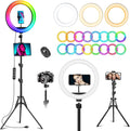 12.3" Ring Light with Stand & Phone Holder Tall 75", 51 Color Modes Circle by wiskey