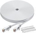 BUSOHE Cat6 Ethernet Cable 30 FT White, Cat-6 Flat RJ45 Computer Internet LAN by BUSOHE