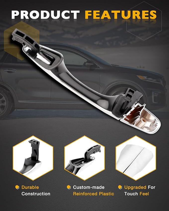 Rear Right Door Handle w/End Cap Cover, Compatible - Image 4
