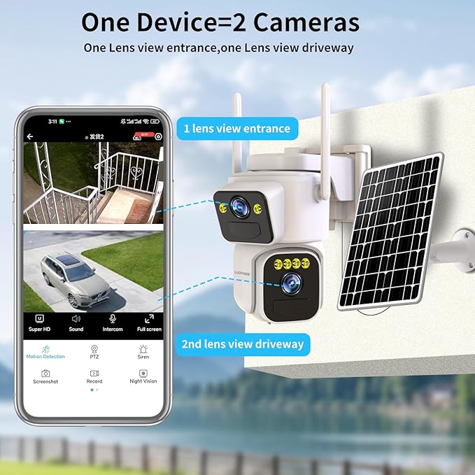 Luovisee Solar Security Cameras Outdoor Wireless, 2.4G/5G WiFi Cameras - Image 2