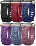 SNBLK 6 Pack Floral Engraved Bands Compatible by SNBLK