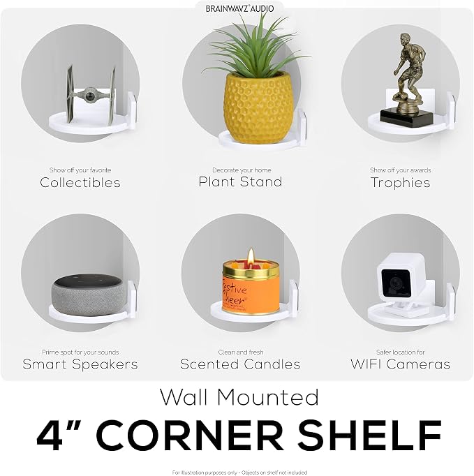 BRAINWAVZ 4” Small Floating Shelf, Adhesive & Screw in, - Image 6