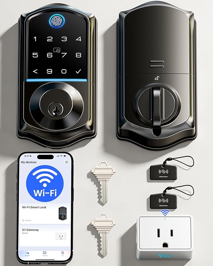 Veise VE017G Wi-Fi Keyless Entry Door Lock, App Remote & Voice Control by Veise
