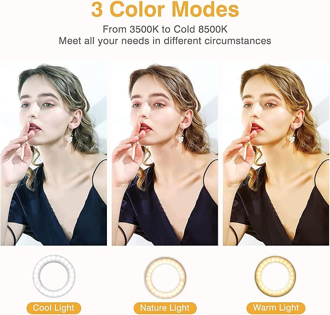 Clip on Ring Light, Kimwood Rechargeable 60 LED Selfie Ring Light - Image 3