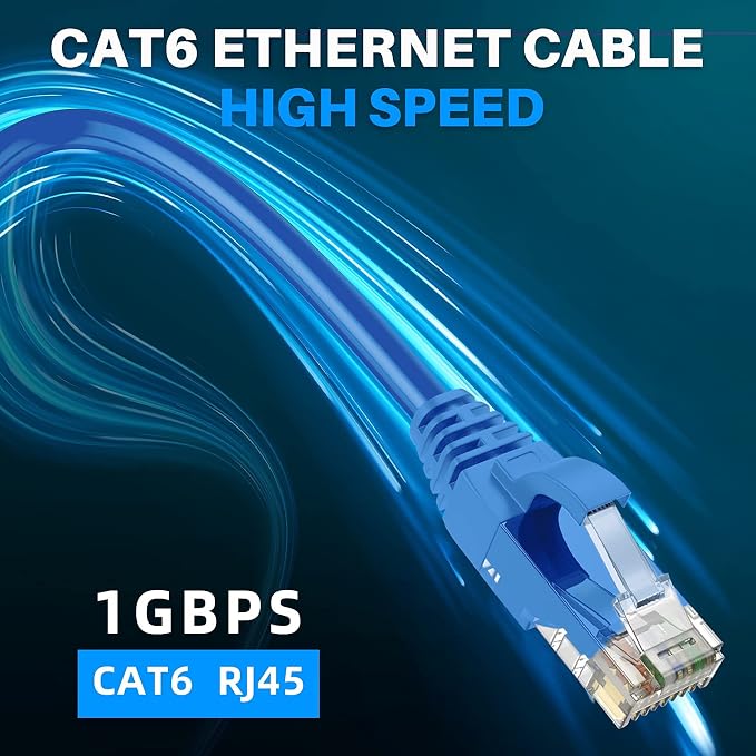 Adoreen Cat 6 Ethernet Cable 250 Ft-Blue, Outdoor & Indoor Snagless Long Round - Image 5