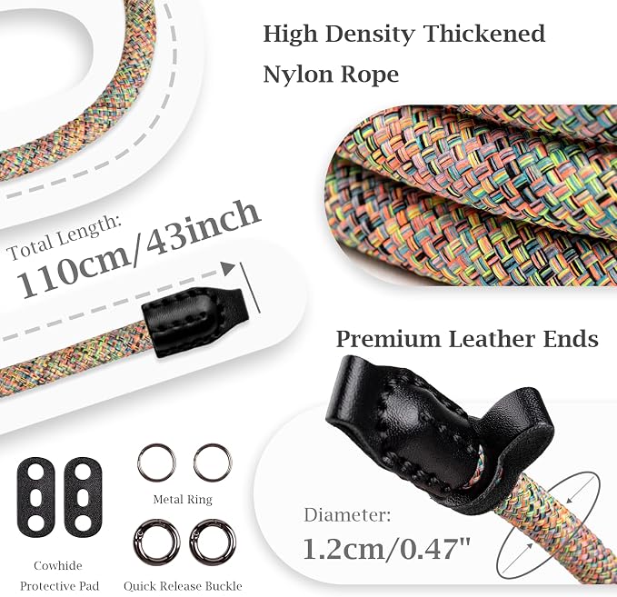 VOVMOEYA Nylon Braided Camera Rope Strap, Camera Neck Shoulder Strap - Image 3