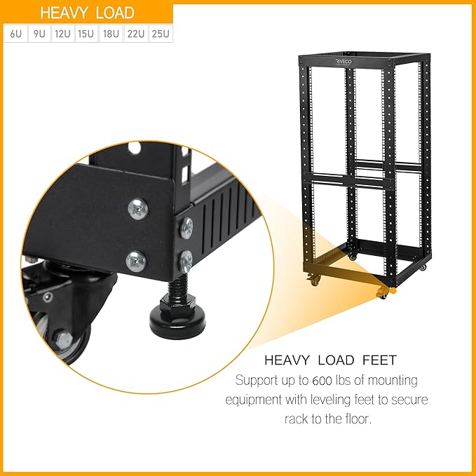 RIVECO 22U Open Frame Server Rack - Image 5
