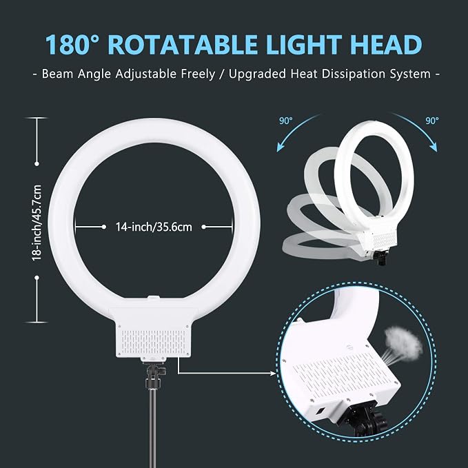 NEEWER 18 Inch Ring Light with Tripod Stand, 55W Large LED Ringlight, Cold Shoe - Image 4