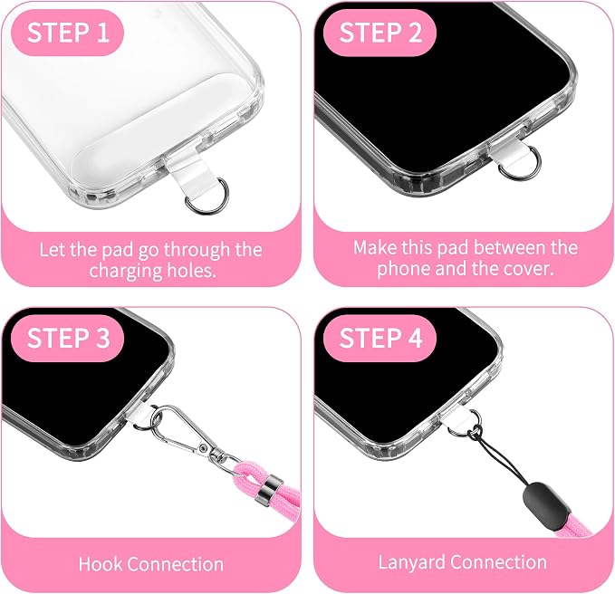 CACOE Phone Lanyard 2 Pcs-1 Pcs Adjustable Neck Strap, 2 Pads, Universal - Image 3