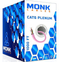 MONK CABLES | CAT6 Plenum Cable 1000ft | UTP, 550MHz | DSX-8000 Certified | by MONKCABLES