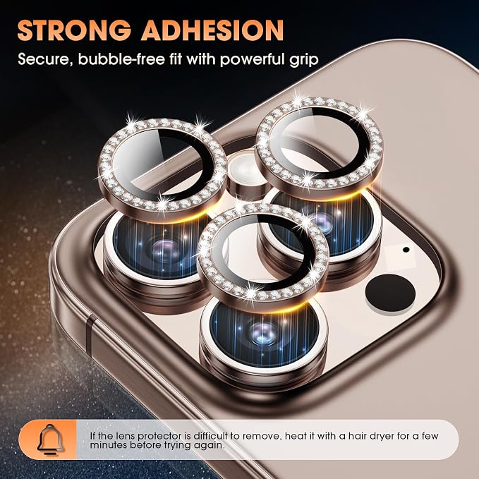 for iPhone 16 Pro/16 Pro Max Camera Lens Protector Bling Individual Metal - Image 4