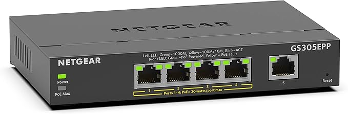 NETGEAR 5 Port PoE Gigabit Ethernet Easy Smart Managed Essentials Switch - by NETGEAR