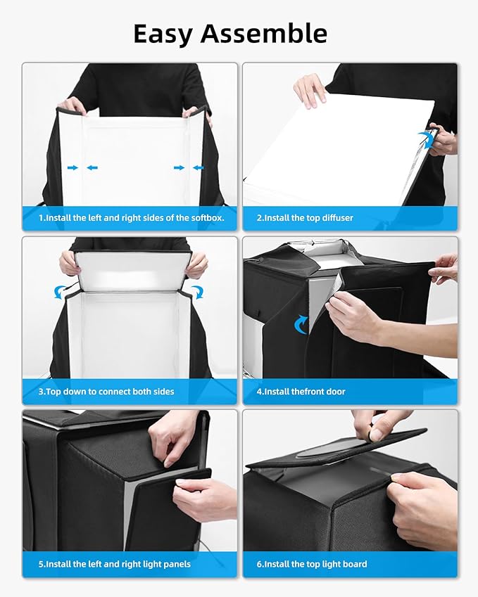 Glendan Portable Light Box Photography: 20"x 20" Upgrade Dimmable Photo Booth - Image 6