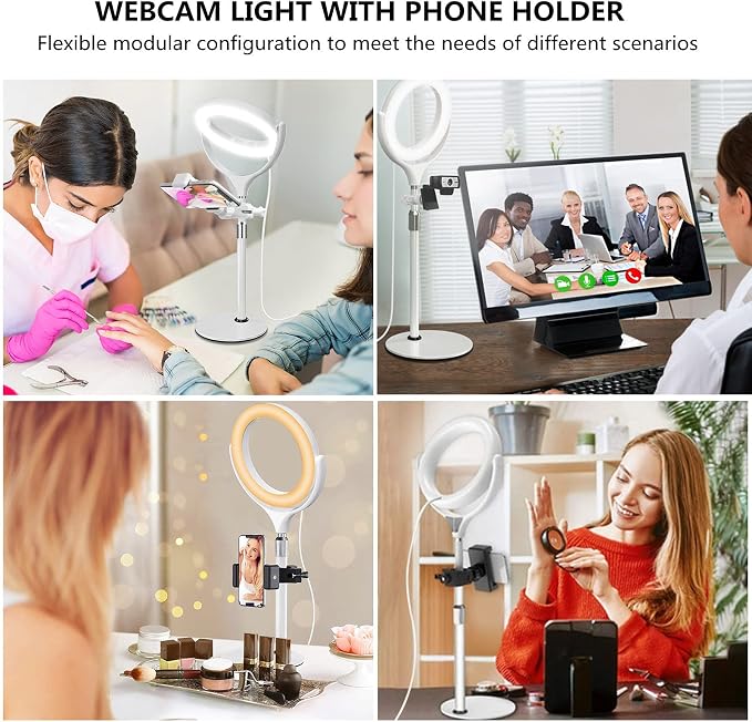 8 inch Desk Ring Light with Stand, Adjustable Zoom Lighting - Image 2