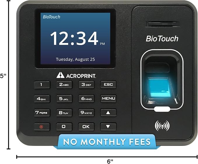 Acroprint BioTouch Self-Contained Automatic Biometric Fingerprint/Proximity - Image 7
