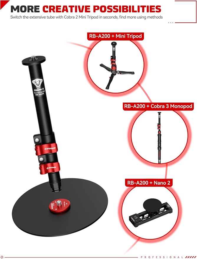 IFOOTAGE A200 Round Base Monopod, Aluminum Tabletop Small Tripod, Compatible - Image 9