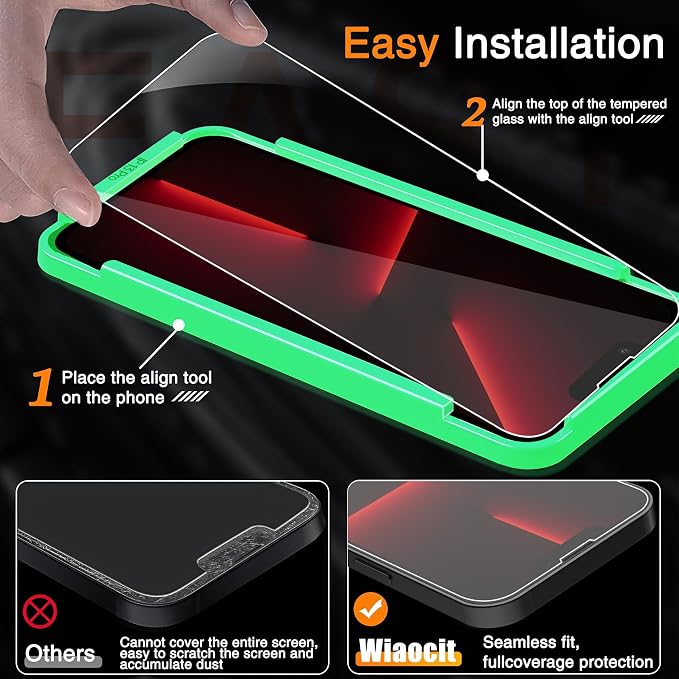 Wiaocit 3 Pack Tempered Glass Screen Protector - Image 2