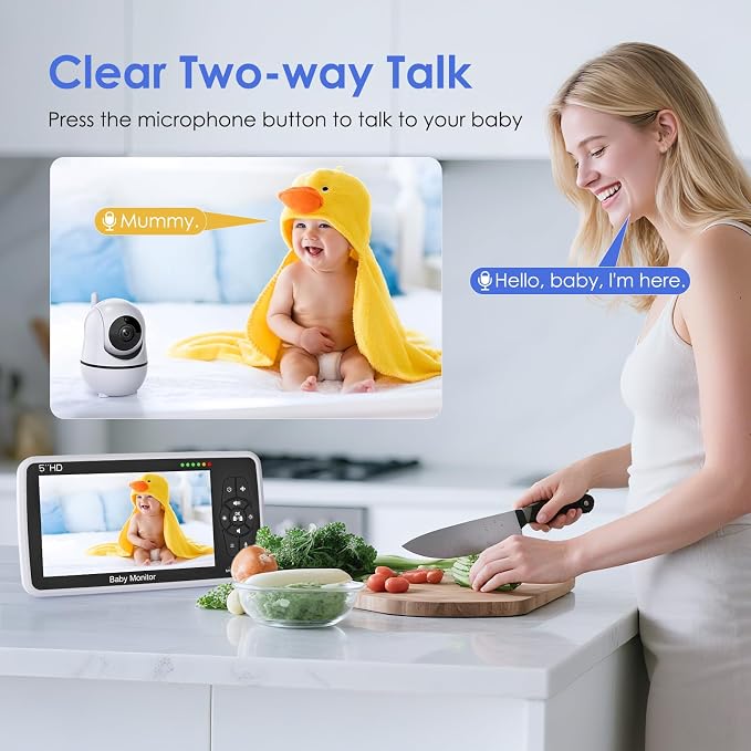 Baby Monitor with Camera and Audio, 4000mAh Long Battery Life, Pan-Tilt-Zoom - Image 5