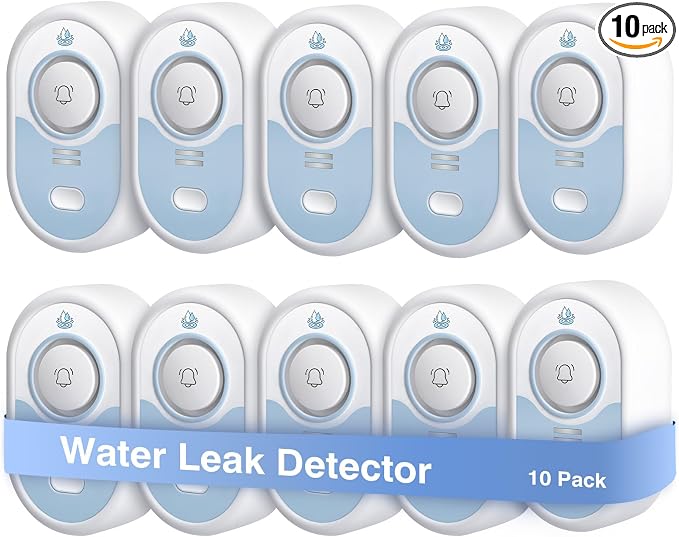 Water Leak Detector 10 Pack, 5-Year Battery Life, Water Alarm by BLIZONTE