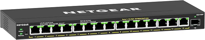 NETGEAR 16-Port PoE Gigabit Ethernet Easy Smart Essentials Switch by NETGEAR