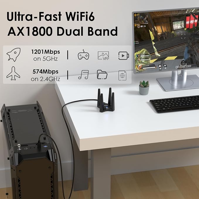 WAVLINK AX1800 USB WiFi 6 Adapter, Dual Band 5GHz/2.4GHz USB 3.0 WiFi Adapter - Image 2