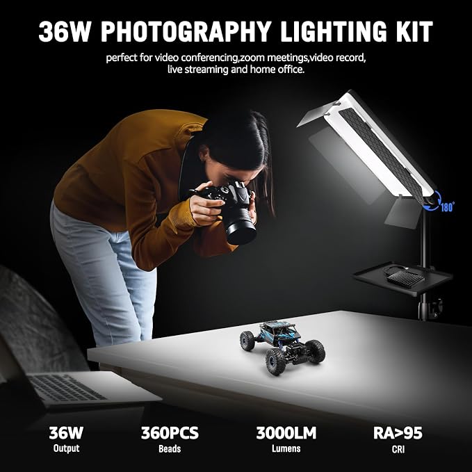 36W Photography Lighting, Arsoer Bi-Color 2700K-6500K Studio Lights - Image 2