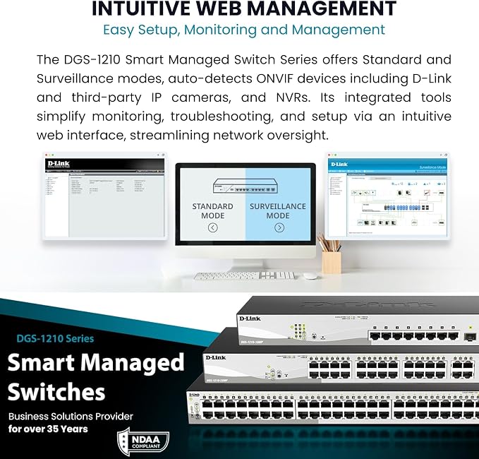D-Link 28-Port Gigabit Smart Managed Switch | 24 GbE + 4 SFP Combo Ports | L2+ - Image 4
