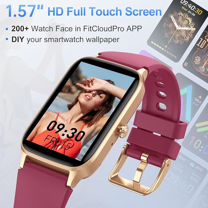 Jugeman Smart Watch for Men Women, 1.57" Smartwatch, Fitness Tracker Red - Image 5