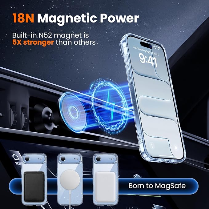 toushion 3 in 1 for iPhone Air Case Clear Glitter, Fits MagSafe, Not Yellowing - Image 4
