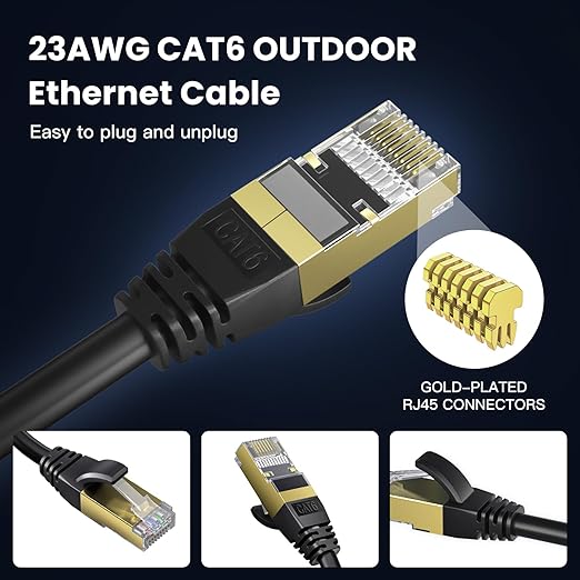 Cat 6 Ethernet Cable 150 ft, Outdoor & Indoor 23AWG 10Gbps High Speed, - Image 5