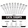 Jadaol Cat 6 Ethernet Cable 5ft 10-Pack, 10Gbps Support Cat8 Cat7 Network by Jadaol