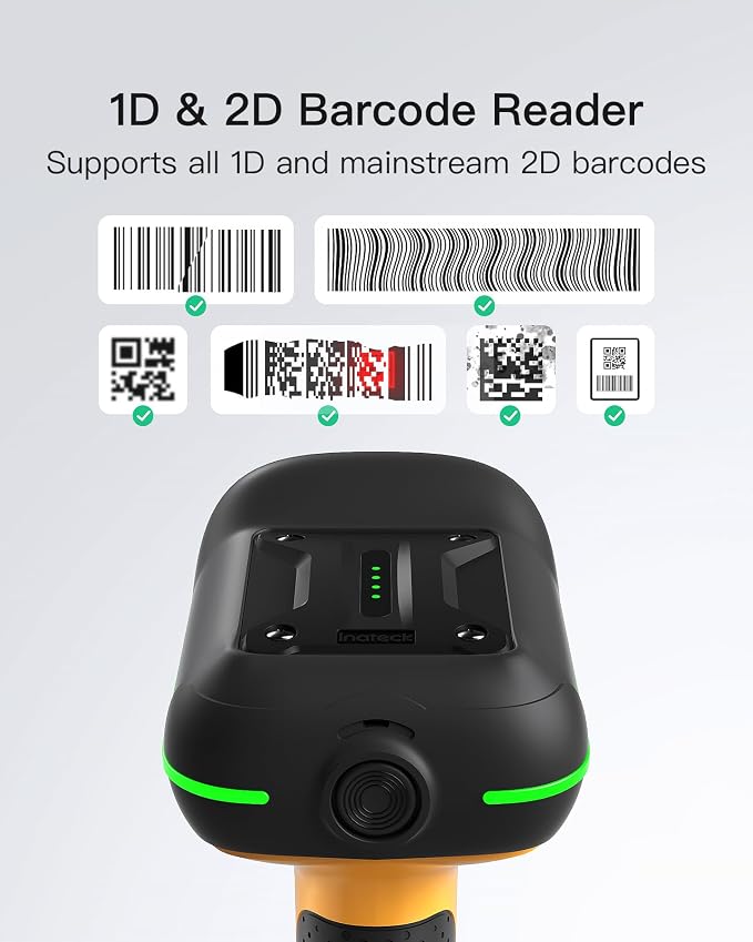 Inateck Industrial Barcode Scanner Bluetooth, 1D 2D QR Code Scanner Wireless - Image 4
