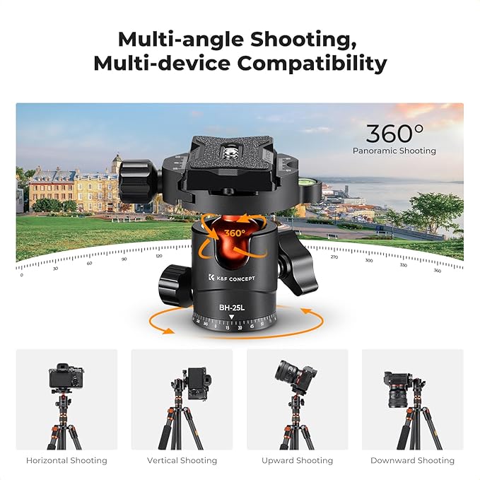 K&F Concept 60 inch Carbon Fiber Camera Tripod, Super Lightweight Compact - Image 6