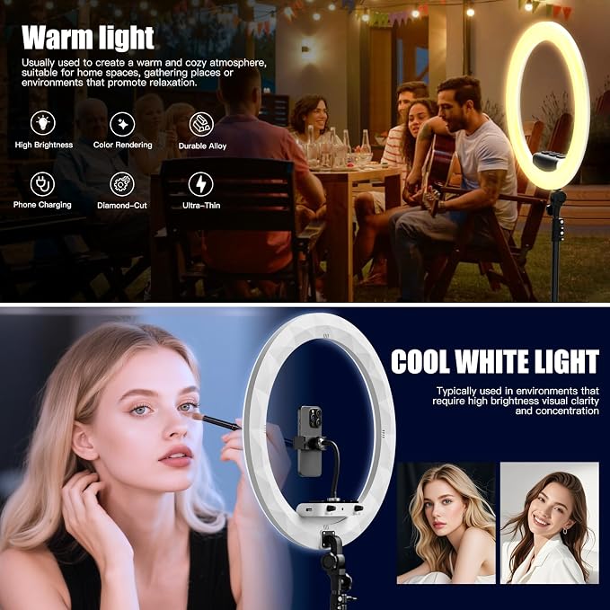 Ring Light with Stand and Phone Holder, Professional LED Circle Light with 78" - Image 2