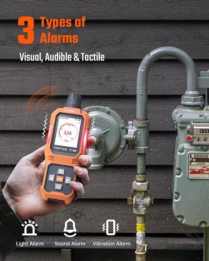 TOPTES CO & Gas Detector Set: CT-580 Carbon Monoxide Detector & PT520A Natural - Image 5