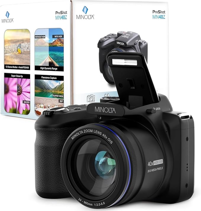 Minolta MN40Z 20MP Digital Camera – 40x Optical Zoom, 1080p FHD Video, 3.0" LCD - Image 7
