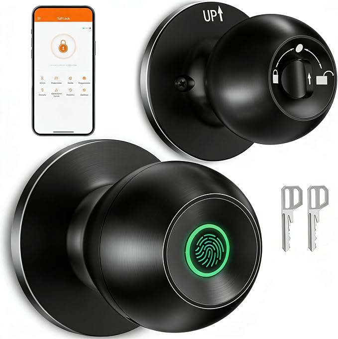 Smart Door Knob, Fingerprint Door Knob, Biometric Smart Door Lock by EUERTE